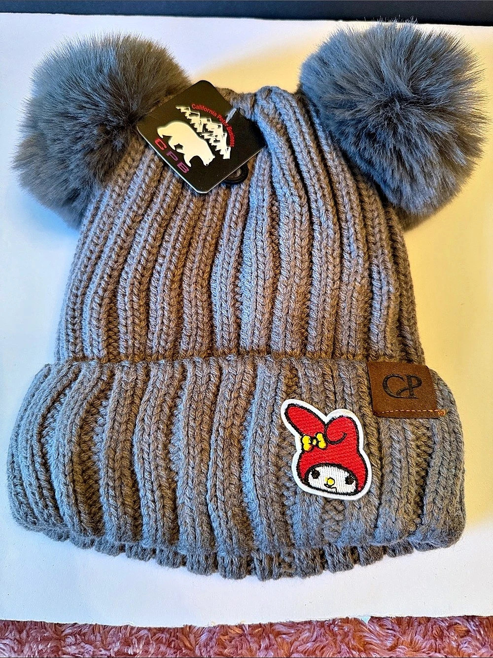 Girls Gray Pom-Pom Hat NWT